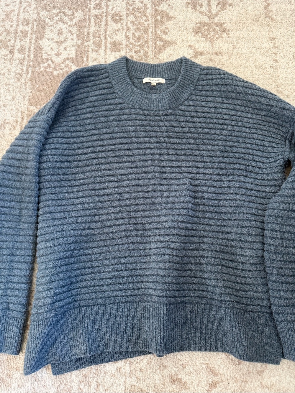 Womenâs Madewell Crewneck Ribbed Sweater - Blue